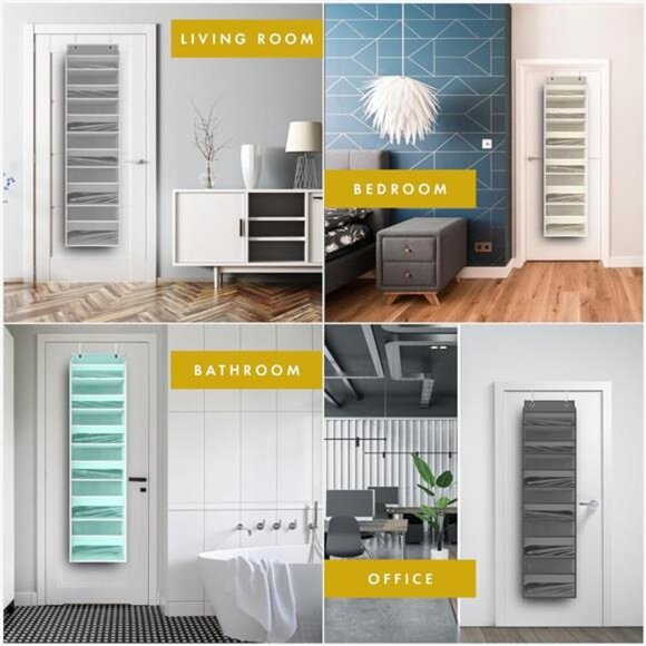 Over the Door Hanging Storage Organizer with Pockets for Closet Bathroom Nursery - Picture 5 of 7